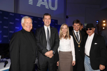 Kathrin Castiglione with Joachim Honegger, Marcus Söder and two othe men at Dies-acadeicus