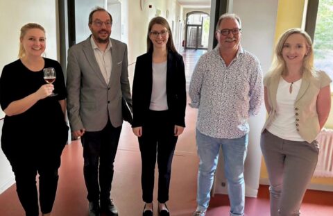 Dr.-Ing. Stefanie Fritzsche with her examination commission - Prof. Katharina Herkendell, Prof. Aljoscha Wahl, Prof. Andreas Burkovski, Prof. Kathrin Castiglione